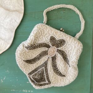 Hand Beaded Vintage Dainty Clutch/Wristlet Made in Belgium